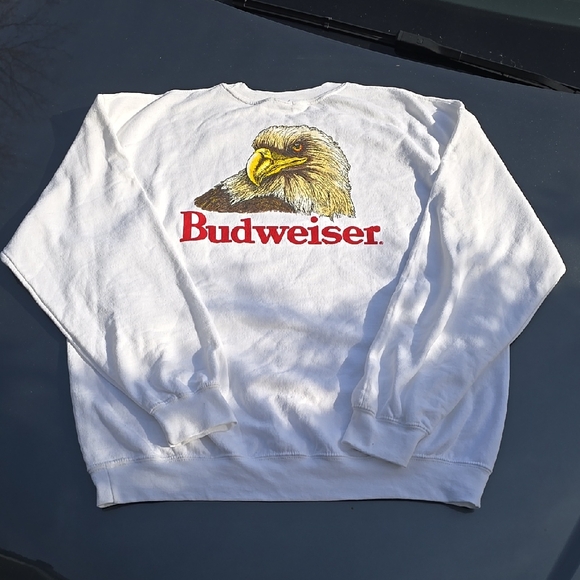 Budweiser White Sweater with Eagle Design - Picture 1 of 3